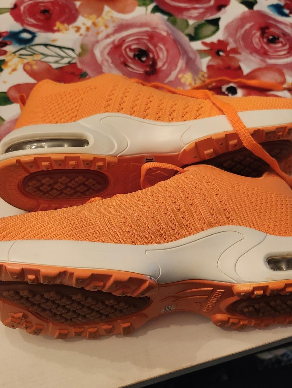 Mishansha Bright Orange Knit Slip-On Athletic Sneakers